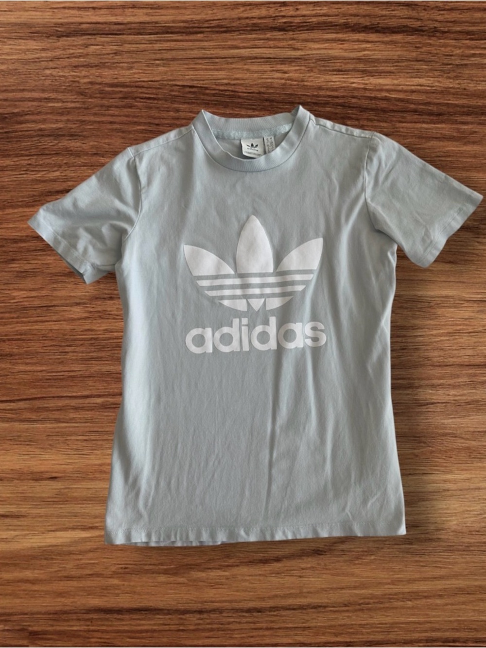 adidas Light Blue Short Sleeve Tee with White Trefoil